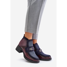 Bottes Femme En Cuir à Talons Massifs Avec Décoration Maciejka 06747-23 Bordeaux-Bleu Marine rouge 1