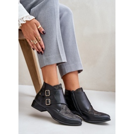 Bottines Talon Bas En Cuir Avec Boucles Maciejka 06696-01 Noir le noir 7
