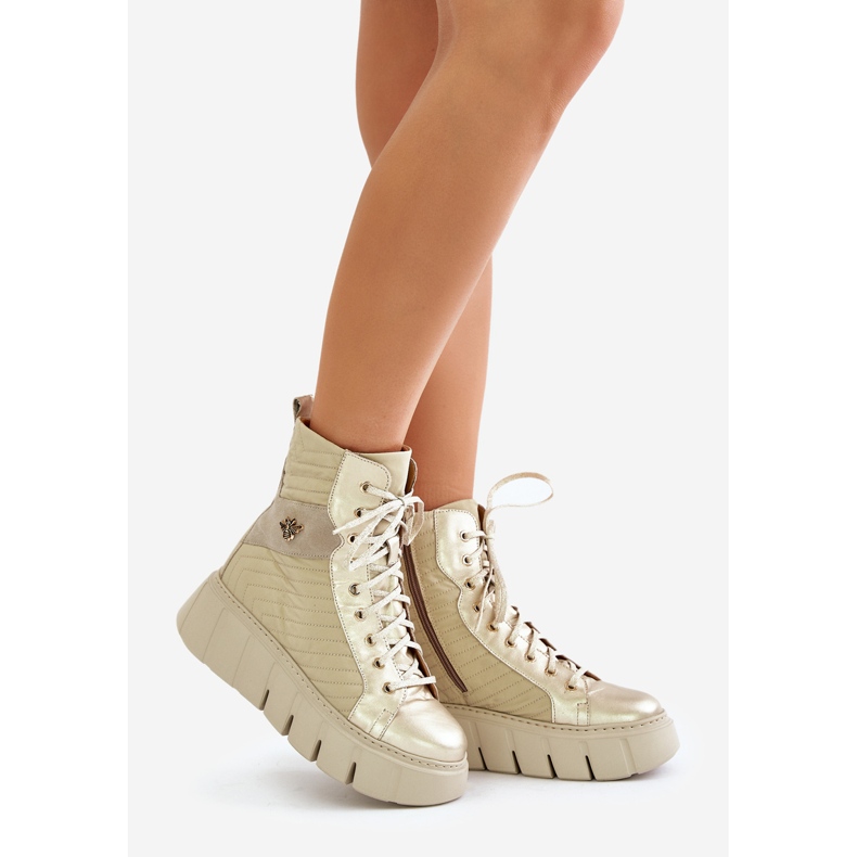 Bottines à Plateforme en Cuir Maciejka 06751-25 Doré 1