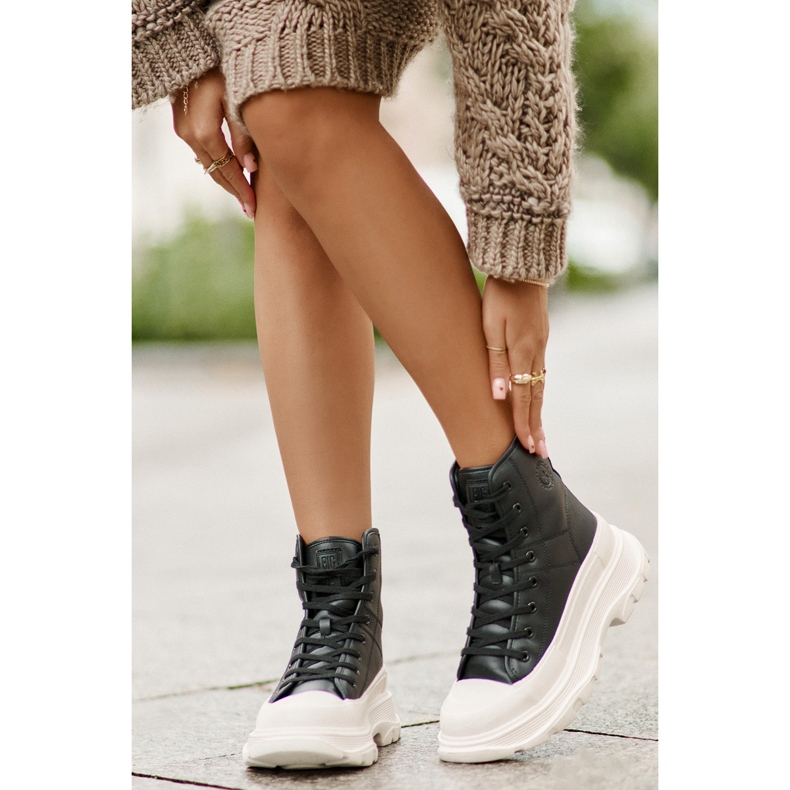 Baskets isolées en cuir sur plateforme massive Big Star OO274A599 Noir le noir 2