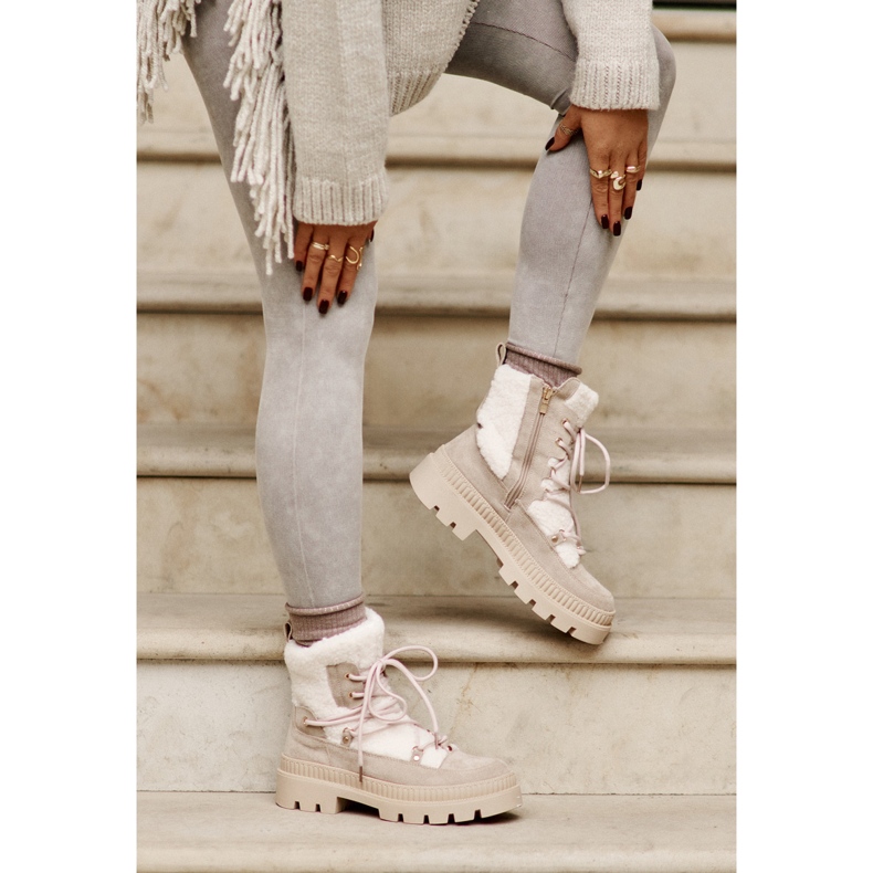 Bottes Merilana beiges en peau de mouton avec fourrure 2