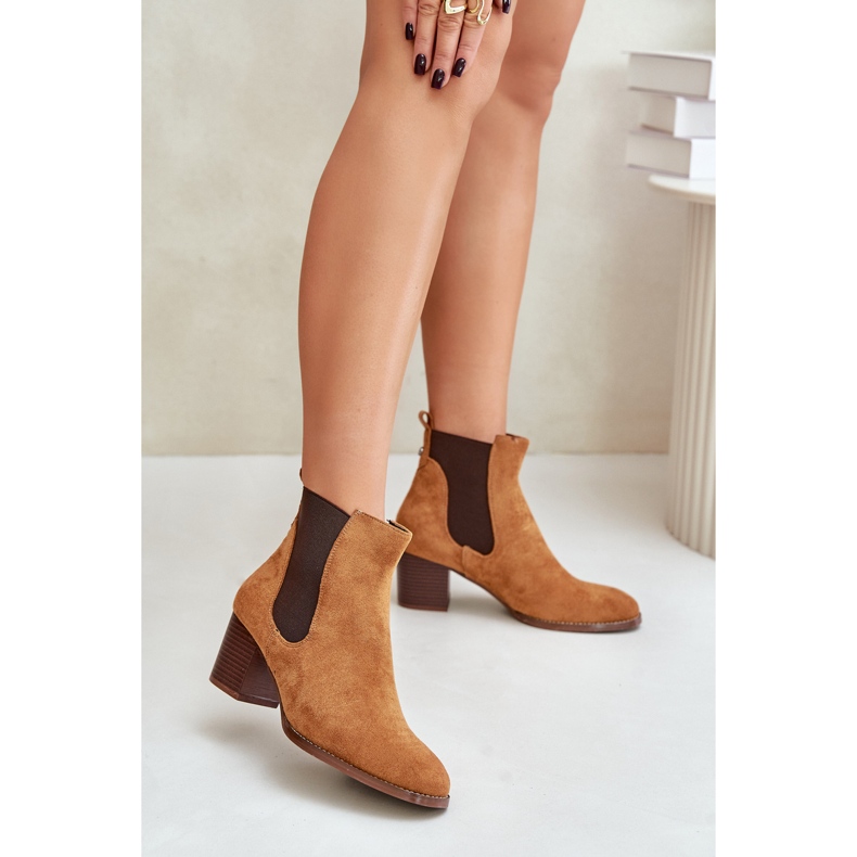 Chelsea bottines sur l'éco daim post Camel brun 2