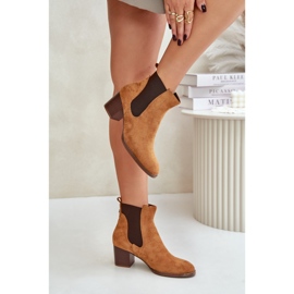 Chelsea bottines sur l'éco daim post Camel brun 5