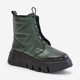 Zazoo 60472 Bottines en cuir sur plateforme et compensée, vert foncé 5