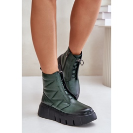 Zazoo 60472 Bottines en cuir sur plateforme et compensée, vert foncé 4
