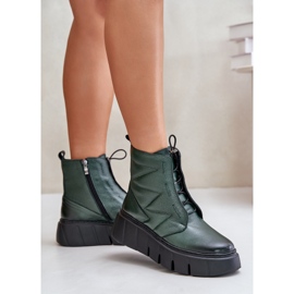 Zazoo 60472 Bottines en cuir sur plateforme et compensée, vert foncé 6