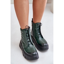 Zazoo 60472 Bottines en cuir sur plateforme et compensée, vert foncé 7