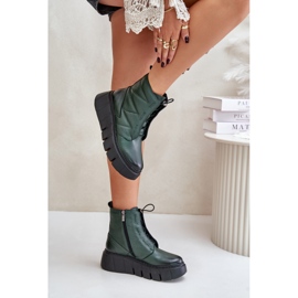 Zazoo 60472 Bottines en cuir sur plateforme et compensée, vert foncé 8