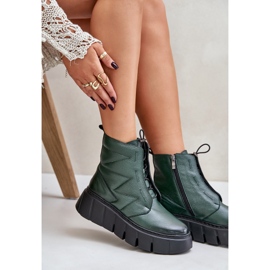 Zazoo 60472 Bottines en cuir sur plateforme et compensée, vert foncé 10
