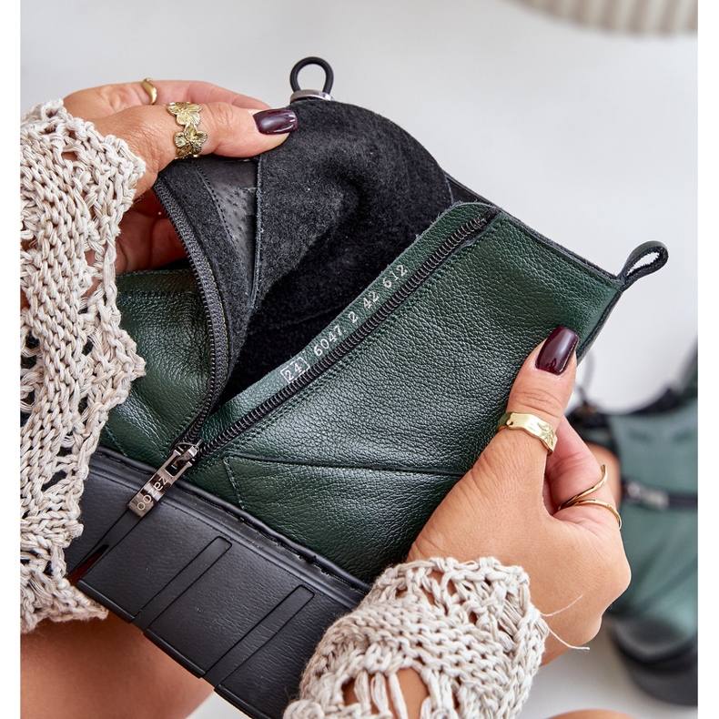 Zazoo 60472 Bottines en cuir sur plateforme et compensée, vert foncé 2