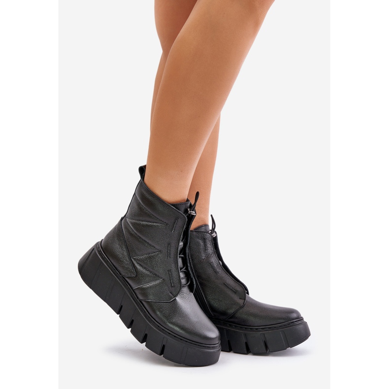Zazoo 60472 Bottes En Cuir Sur Plateforme Et Compensée Noir 1