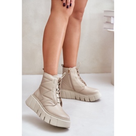 Zazoo 60472 Bottines en cuir sur plateforme et compensées, beige 2 Zazoo 60472 Bottines en cuir sur plateforme et compensées, beige 2