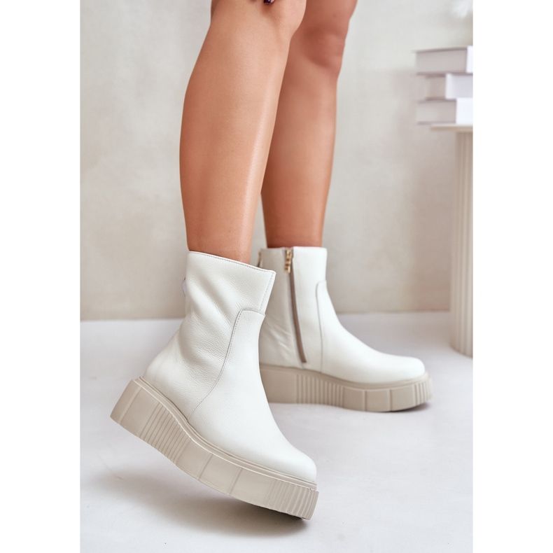 Zazoo 60369 Bottines en cuir sur plateforme pour femme, beige clair 2 Zazoo 60369 Bottines en cuir sur plateforme pour femme, beige clair 2