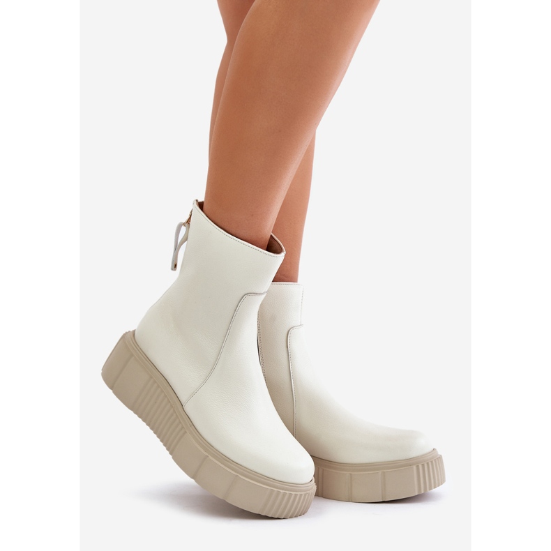 Zazoo 60369 Bottines en cuir sur plateforme pour femme, beige clair 1 Zazoo 60369 Bottines en cuir sur plateforme pour femme, beige clair 1