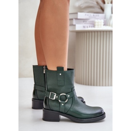 Zazoo 60480 Bottes isolées en cuir à talons bas, vert foncé 7