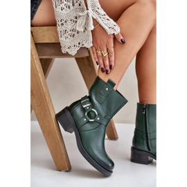 Zazoo 60480 Bottes isolées en cuir à talons bas, vert foncé 9