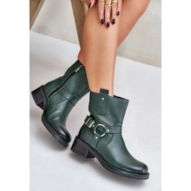 Zazoo 60480 Bottes isolées en cuir à talons bas, vert foncé 10