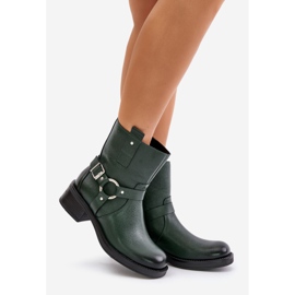 Zazoo 60480 Bottes isolées en cuir à talons bas, vert foncé 1