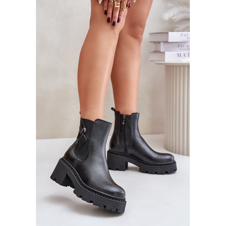 Zazoo 60490 Bottines isolées en cuir avec décoration, noir le noir 2