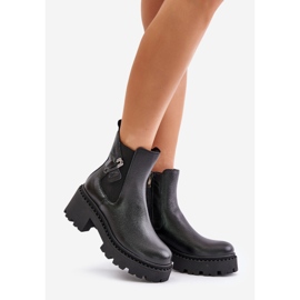 Zazoo 60490 Bottines isolées en cuir avec décoration, noir le noir 1