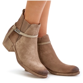Zazoo 60478 Bottes à talons hauts en daim, isolées, fermées par une fermeture éclair, beige 8