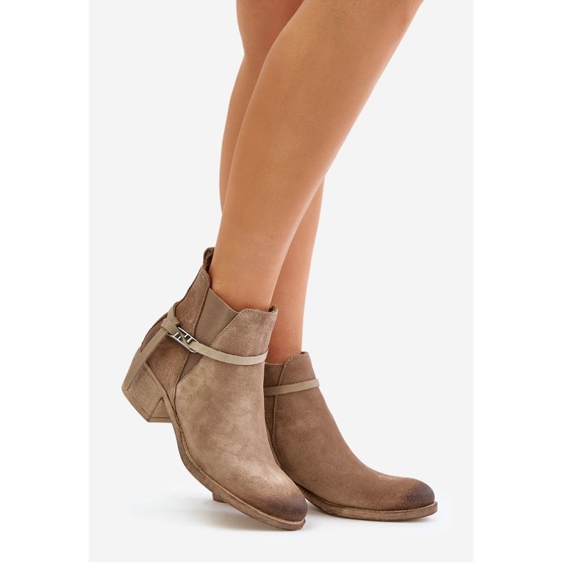 Zazoo 60478 Bottes à talons hauts en daim, isolées, fermées par une fermeture éclair, beige 1