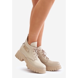 Zazoo 60483 Bottines basses en cuir pour femme Beige chaud 1