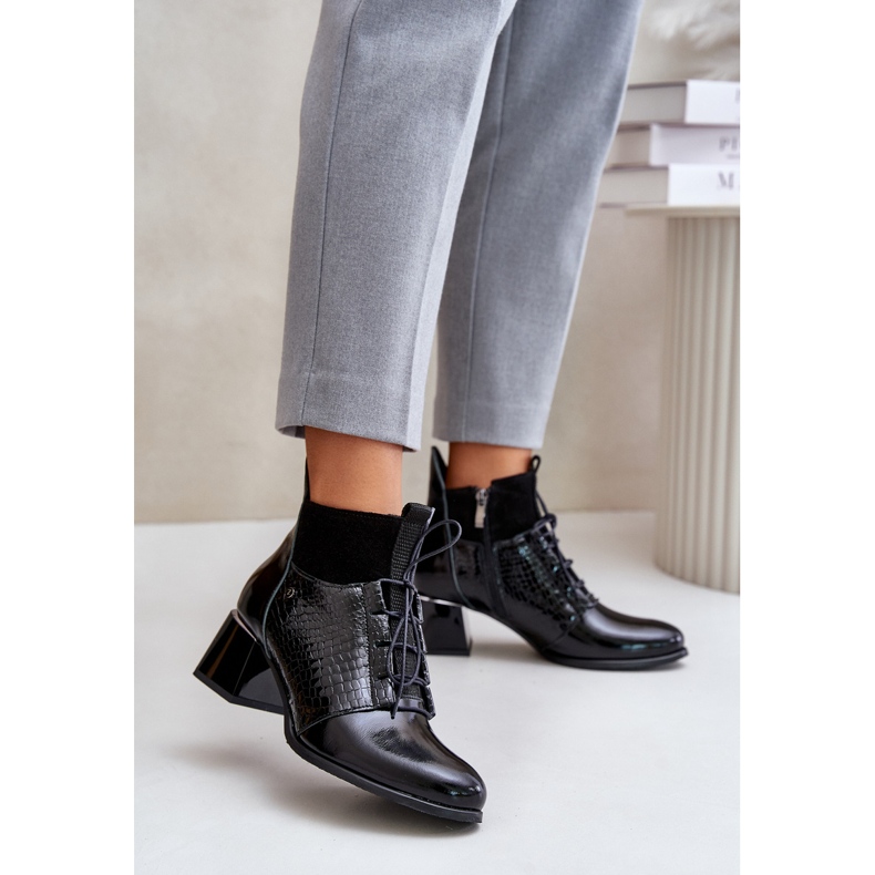 Zazoo 60503 Bottes à talons hauts en cuir, chaudes, noires le noir 1