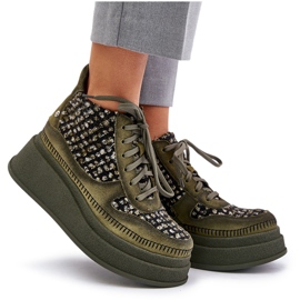 Bottes Plateformes et Compensées en Cuir Maciejka 06759-09 Vert 10