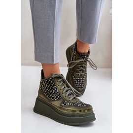Bottes Plateformes et Compensées en Cuir Maciejka 06759-09 Vert 3