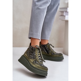 Bottes Plateformes et Compensées en Cuir Maciejka 06759-09 Vert 2