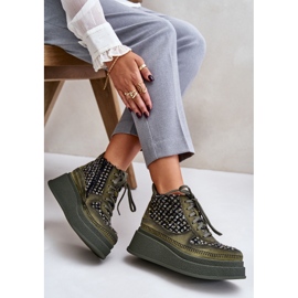 Bottes Plateformes et Compensées en Cuir Maciejka 06759-09 Vert 7