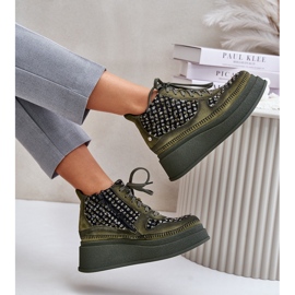 Bottes Plateformes et Compensées en Cuir Maciejka 06759-09 Vert 9