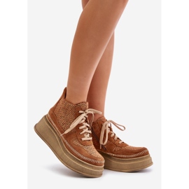 Bottes En Cuir à Plateforme Et Compensée Maciejka 06759-29 Marron brun 1