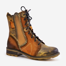 Bottines Plates En Cuir Femme Maciejka 06719-07 Jaune 4