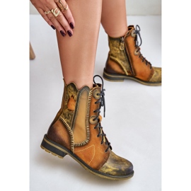 Bottines Plates En Cuir Femme Maciejka 06719-07 Jaune 7