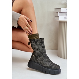 Bottes Femme En Cuir Sur Plateforme Massive Maciejka 06766-09 Kaki vert 7