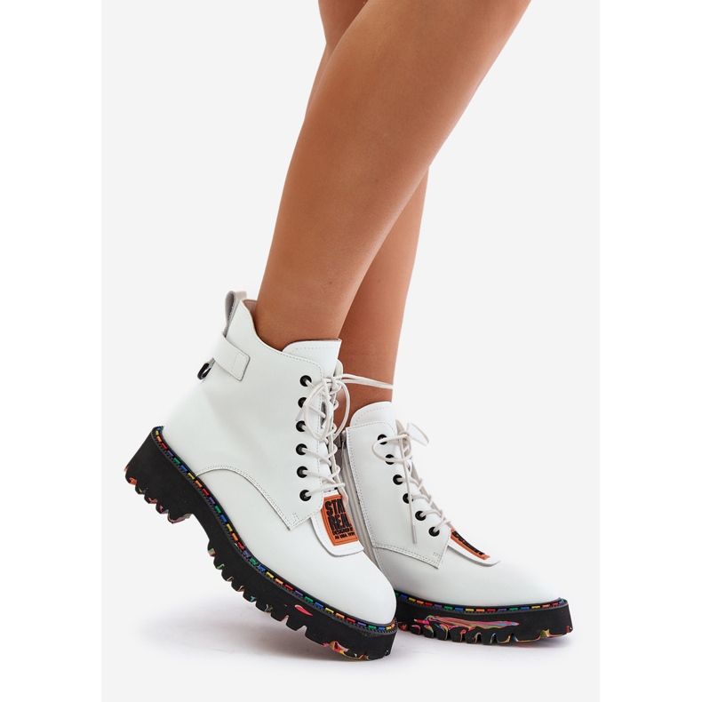 Bottines Trappeur En Cuir Pour Femme Avec Fermeture Éclair Artiker 55C0515 Blanc 1