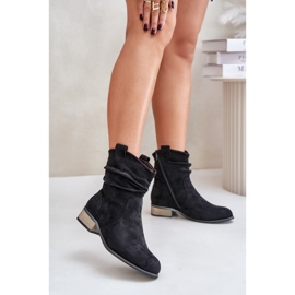 Bottines isolées à talons bas froncés, noir Elletinnia le noir 3