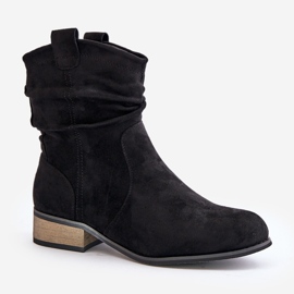 Bottines isolées à talons bas froncés, noir Elletinnia le noir 5
