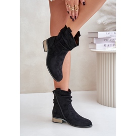 Bottines isolées à talons bas froncés, noir Elletinnia le noir 7