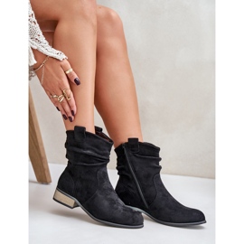 Bottines isolées à talons bas froncés, noir Elletinnia le noir 9