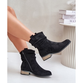 Bottines isolées à talons bas froncés, noir Elletinnia le noir 10