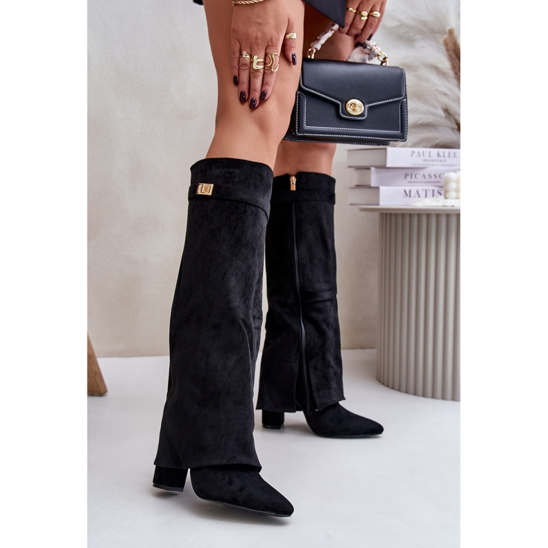 Bottes à talons hauts isolées Urelli noires avec tige retroussée le noir 1