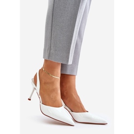 Escarpins vernis blancs à talon ouvert Emmizola blanche 1