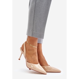 Escarpins vernis à talon ouvert, Beige Emmizola 1