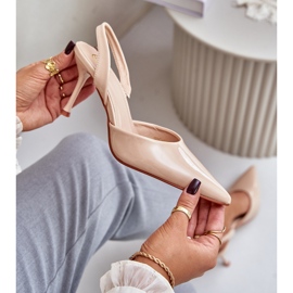 Escarpins vernis à talon ouvert, Beige Emmizola 2