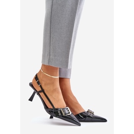 Escarpins vernis Zeisia noirs avec boucle 1