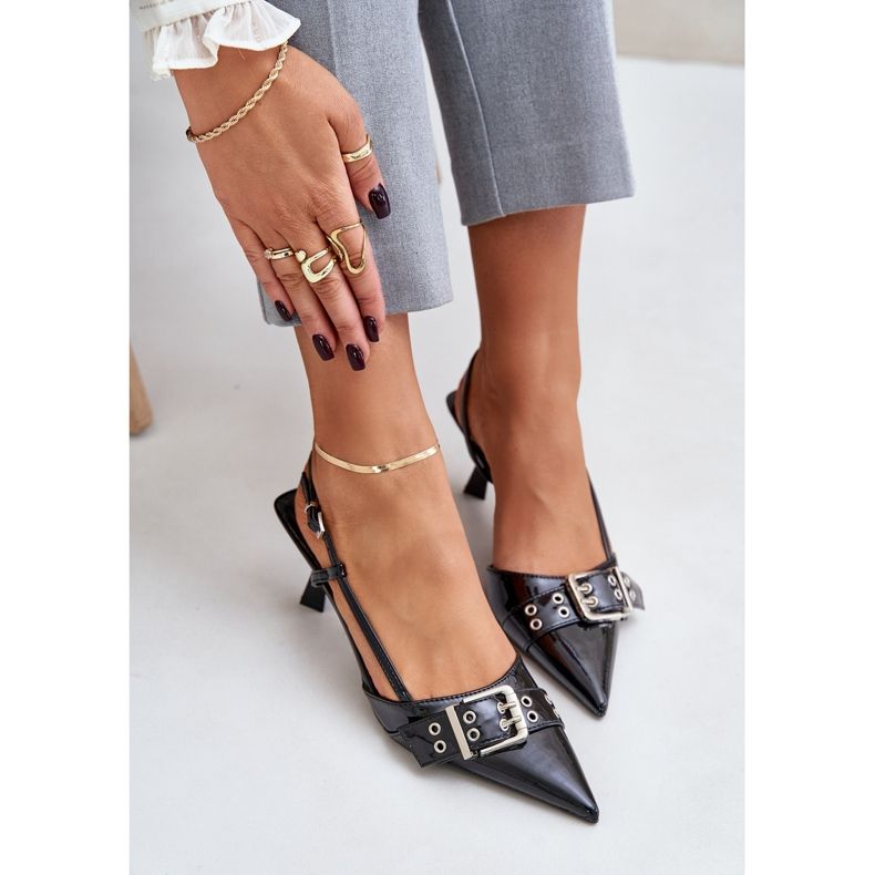 Escarpins vernis Zeisia noirs avec boucle 2