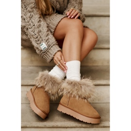 Bottes de neige à plateforme en cuir avec fourrure Avirisa camel brun 6